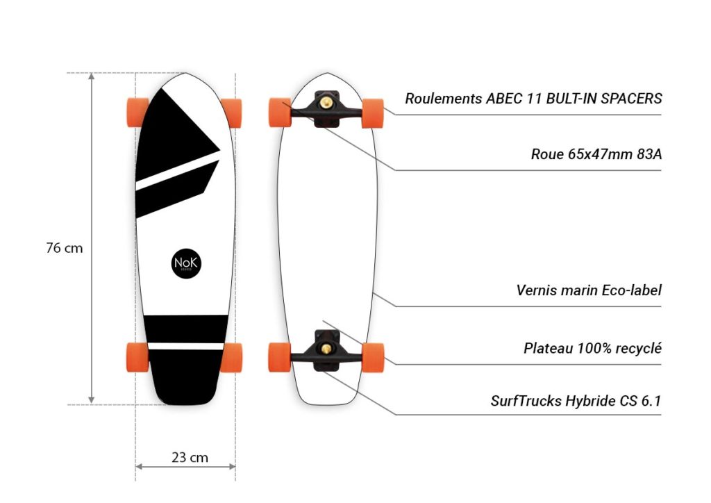 Surfskate NoK, skateboards éco-responsable made in France