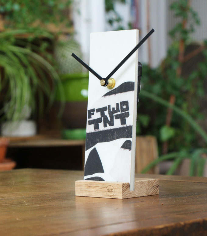 Eco-friendly clock nok boards 
made in France from recycled snowboard