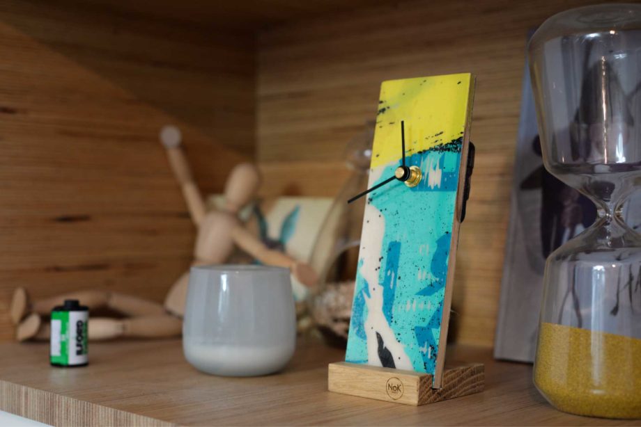 Eco-friendly clock nok boards 
made in France from recycled snowboard